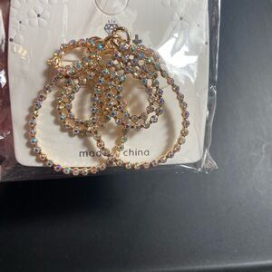Elegant Gold and Multicolor Earrings Crystal Hoop New
